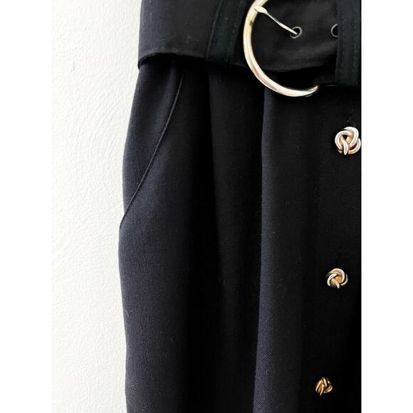 Vintage Periwinkle Black Midi Pencil Dress with Gold Buttons, Size 12, EUC - Picture 6 of 7